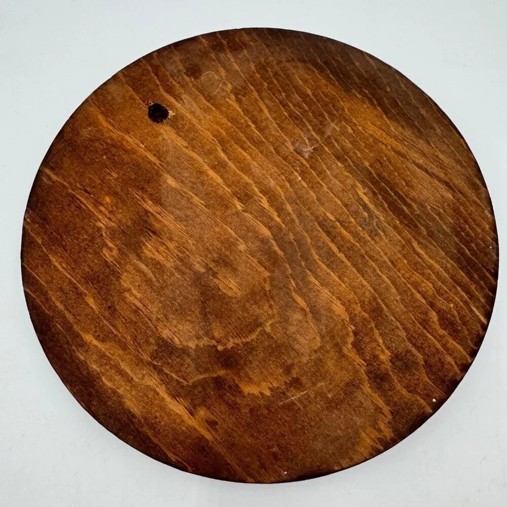 Vintage Ceramic and Wood Trivet with Fruit Design